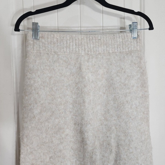 Was & Now Wide Leg Knit Pants Womens M Beige Heathered Acrylic Blend Pull On - Picture 3 of 10